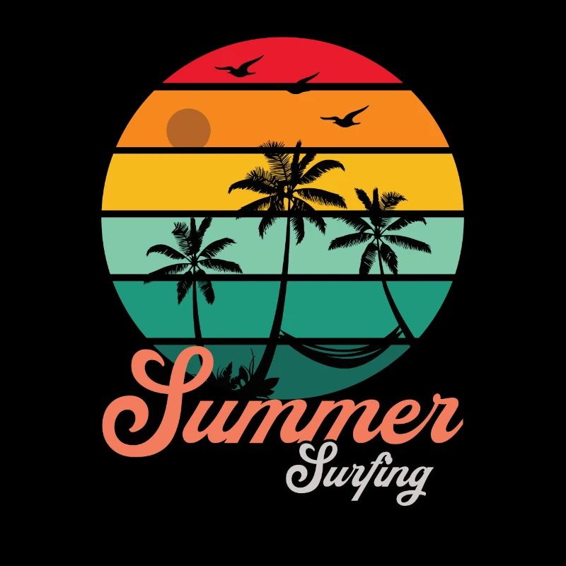 Retro Surfer Summer Design avec des palmiers