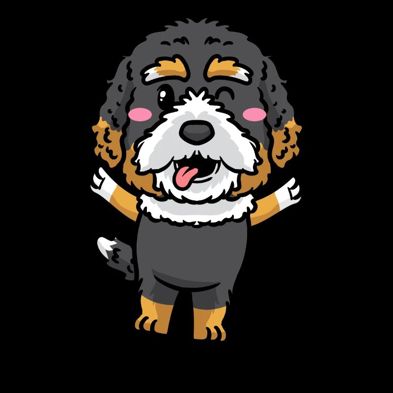 Bernedoodle Hund Lachend Emoticon Kawaii