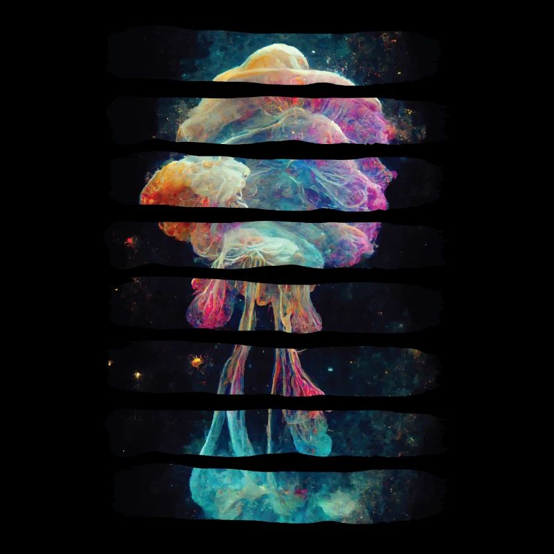 Méduse psychédélique dans l’espace nébuleuse colorée