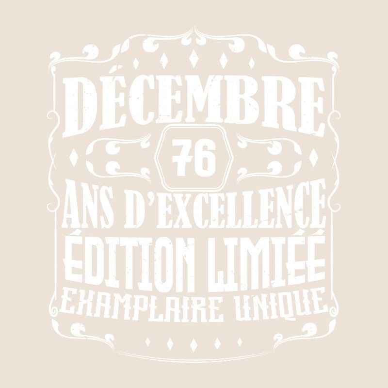 Décembre 76 ans ,Idée Cadeau anniversaire
