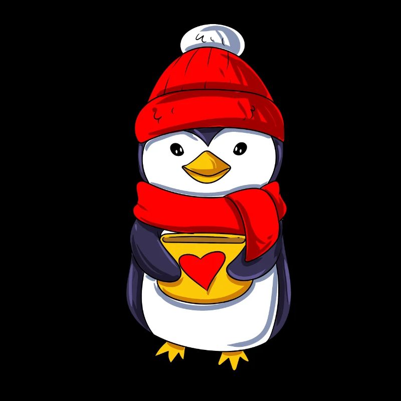 Süßer Pinguin mit Teetasse