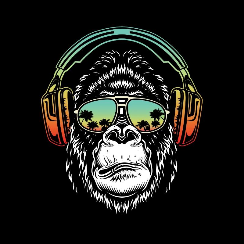 Monkey DJ mit Kopfhörer und Sonnenbrille Geschenki