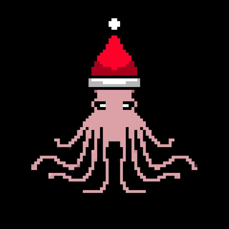 Octopus Pixelated Christmas - Funny