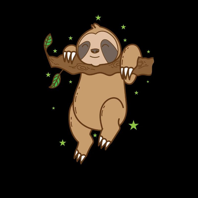 Sloth hangs on branch lazy tropics