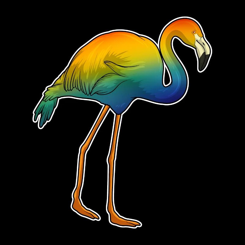 Flamant rose arc-en-ciel