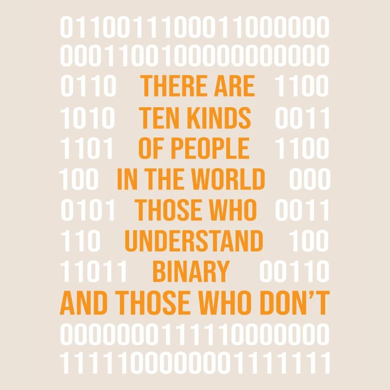 Programmation de code binaire Il existe 10 types de Peop