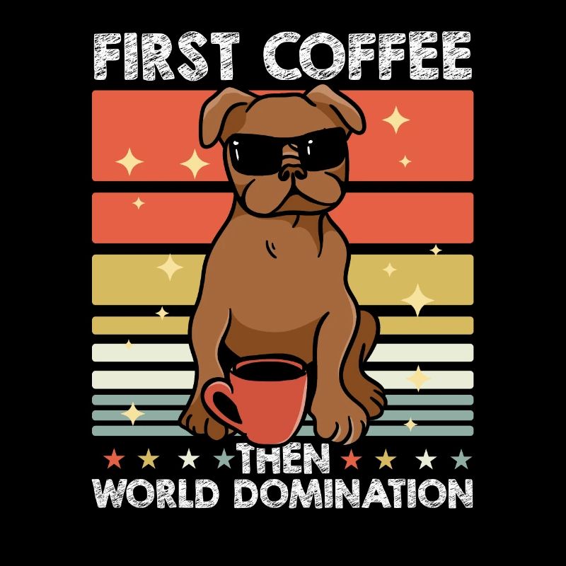 Mops Hund Kaffee Sonnenbrille