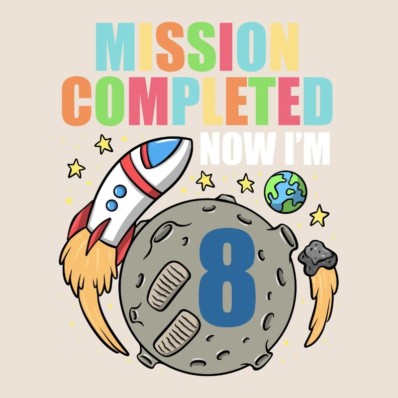 Space Birthday 8 Astronaut Planets Rocket Ship