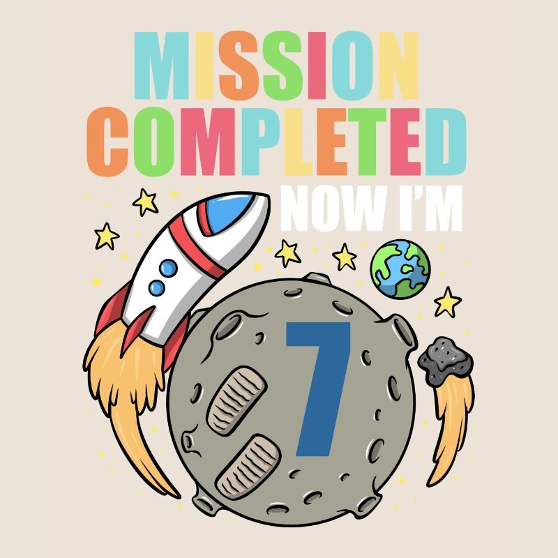 Space Birthday 7 Astronaut Planets Rocket Ship