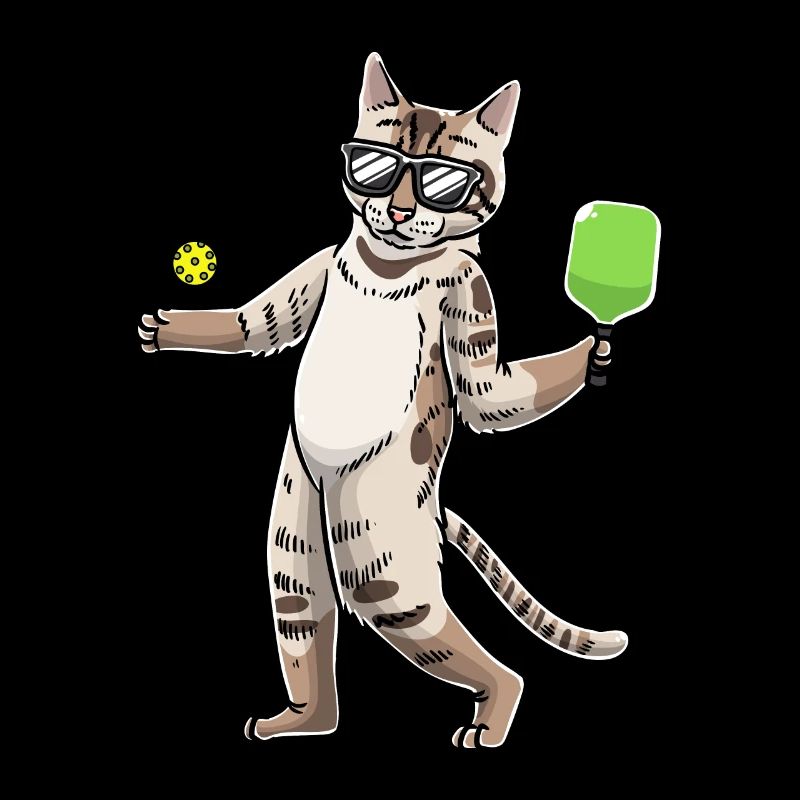 Le chat joue au pickleball