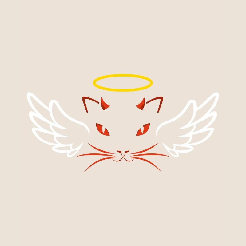 Angel and devil cat