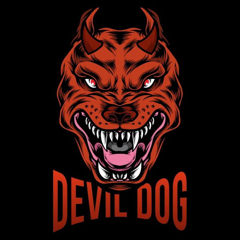 Devil dog with sharp teeth