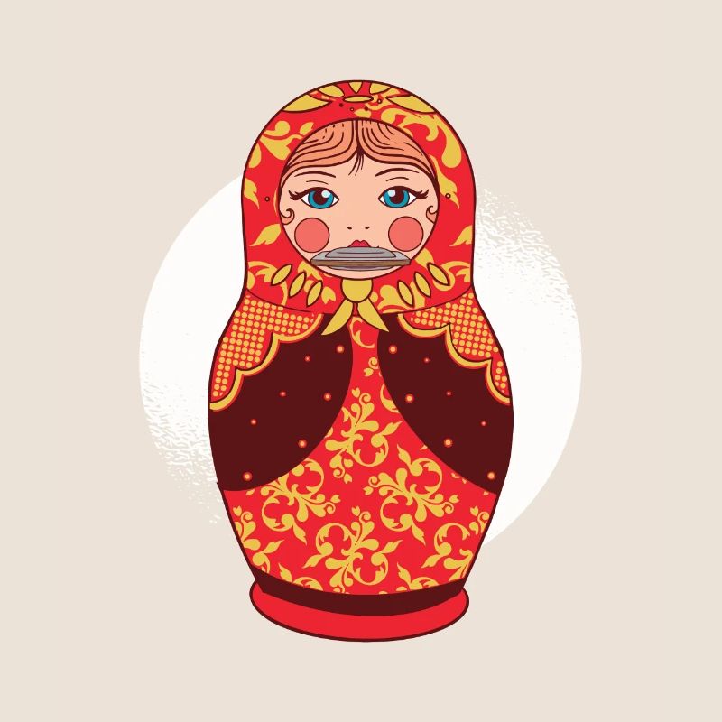 Russian Matryoshka's Harmonica Musician