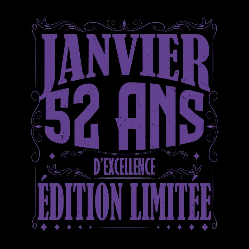 Janvier 52 ans. Cadeau 52 ans janvier anniversaire