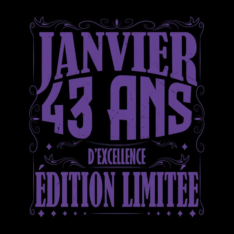 Janvier 43 ans. Cadeau 43 ans janvier anniversaire