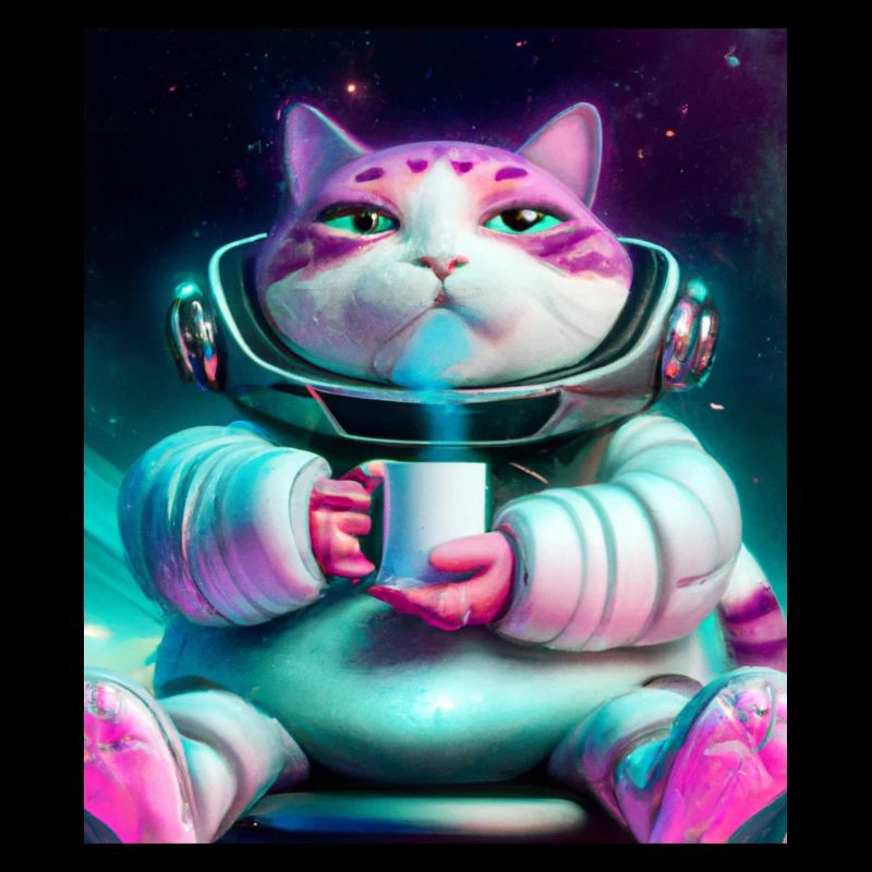 Big cat drinks tea in space