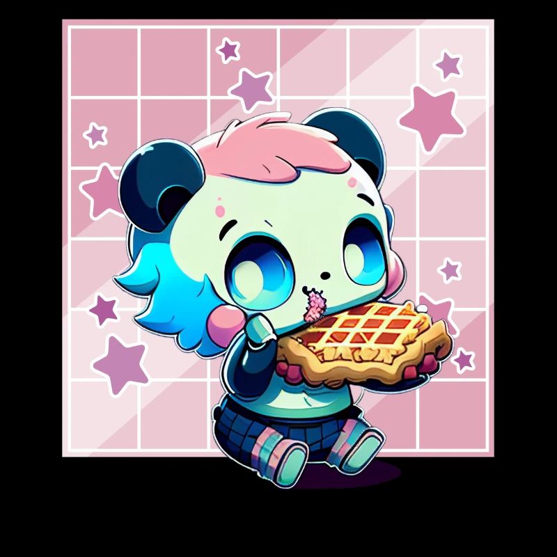 Cute Kawaii Panda Who Eats Waffle Anime Manga