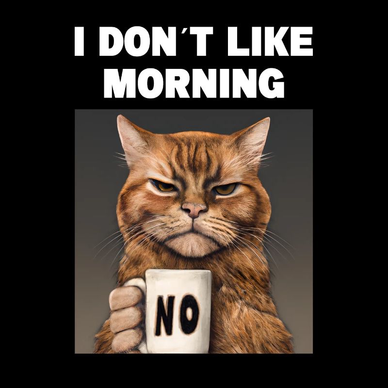I don't like morning grumpy funny cat with