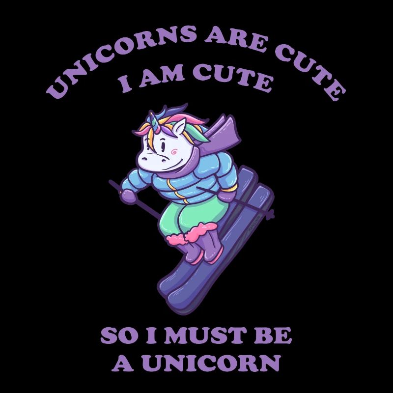 ich bin ein Einhorn beim Skifahren