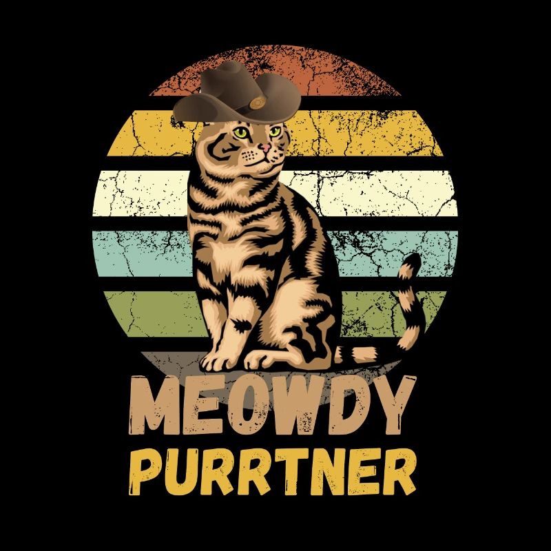 Meowdy Purrtner Tabby cat In Stetson Cat Lover