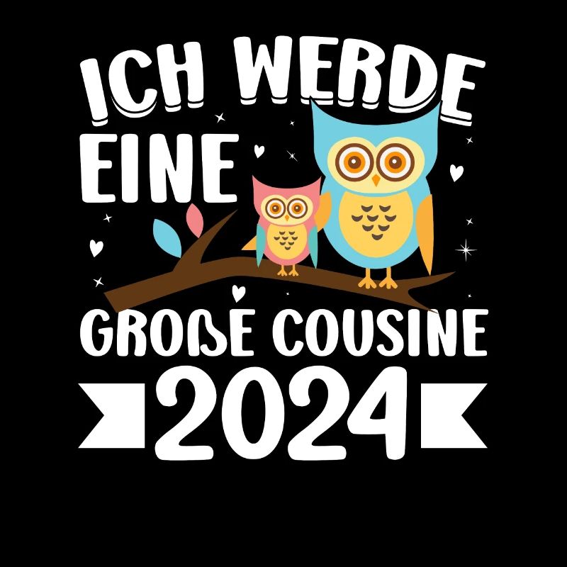 Kinder Ich werde Große Cousine 2024 T-Shirt Eule