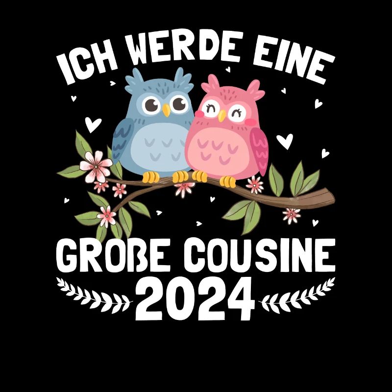 Kinder Ich werde Große Cousine 2024 T-Shirt Eule