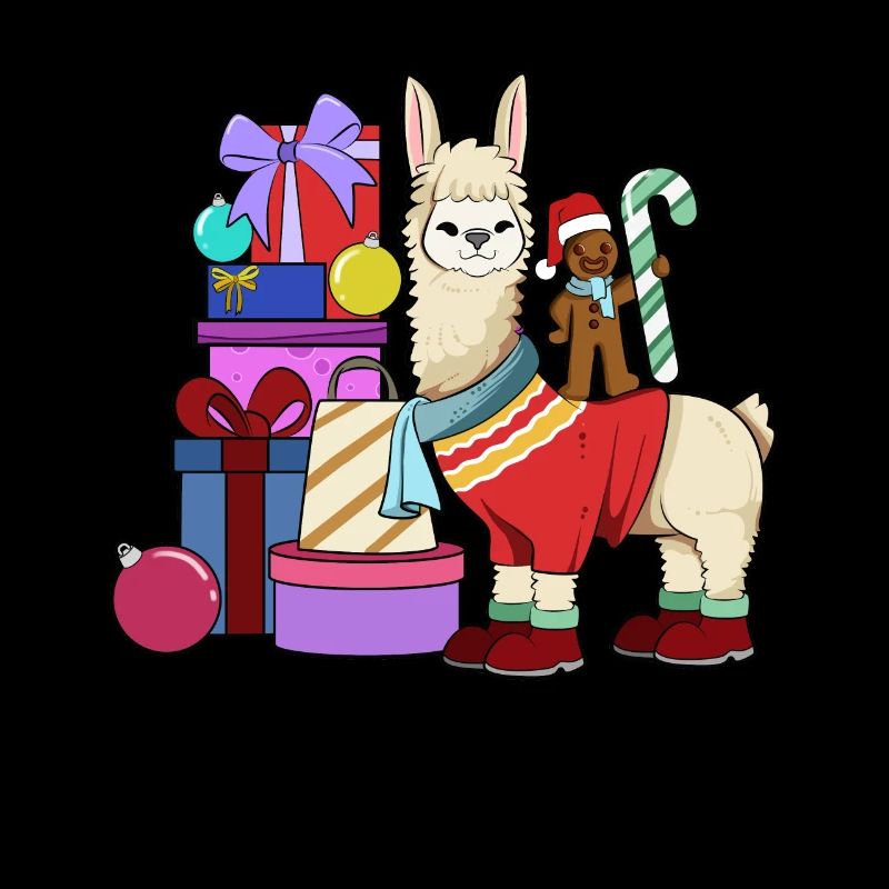 Mit Lebkuchenmann - Lama Weihnachten