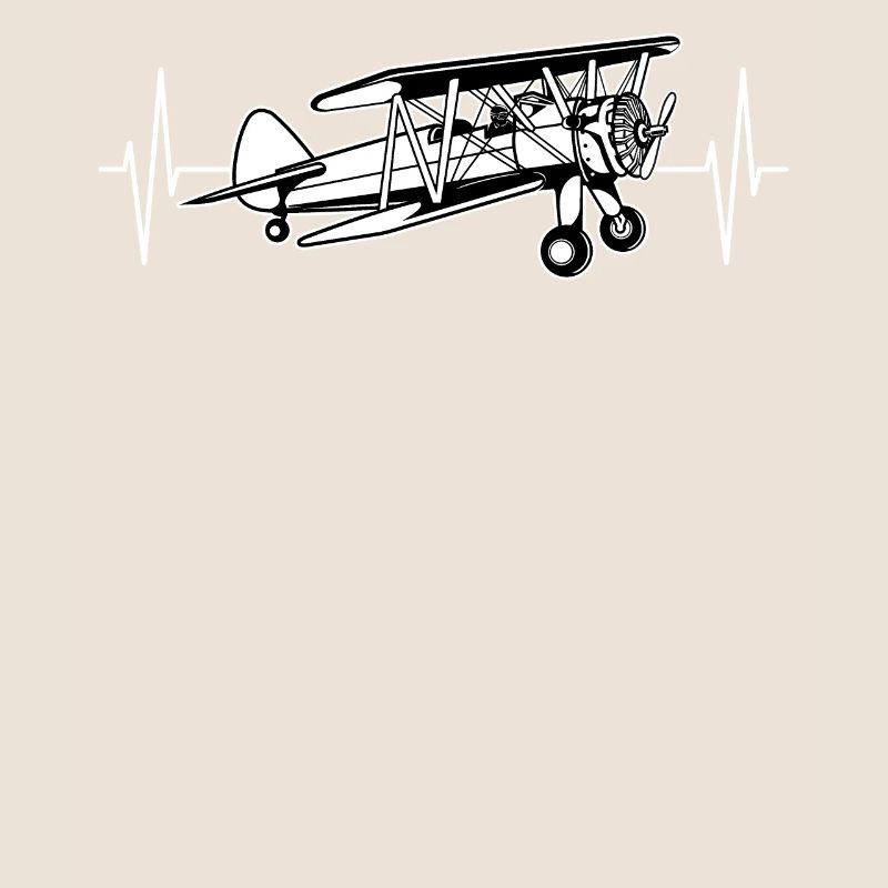 Biplane Airplane ECG Line Pilot Gift