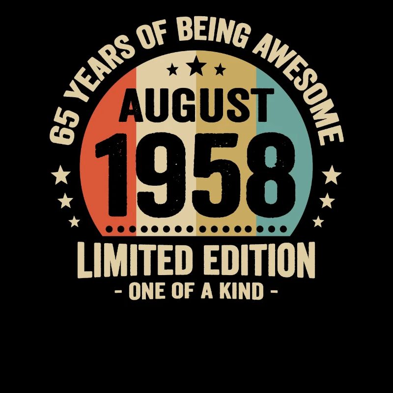 August 1958 65 Years Anniversary Vintage Gift