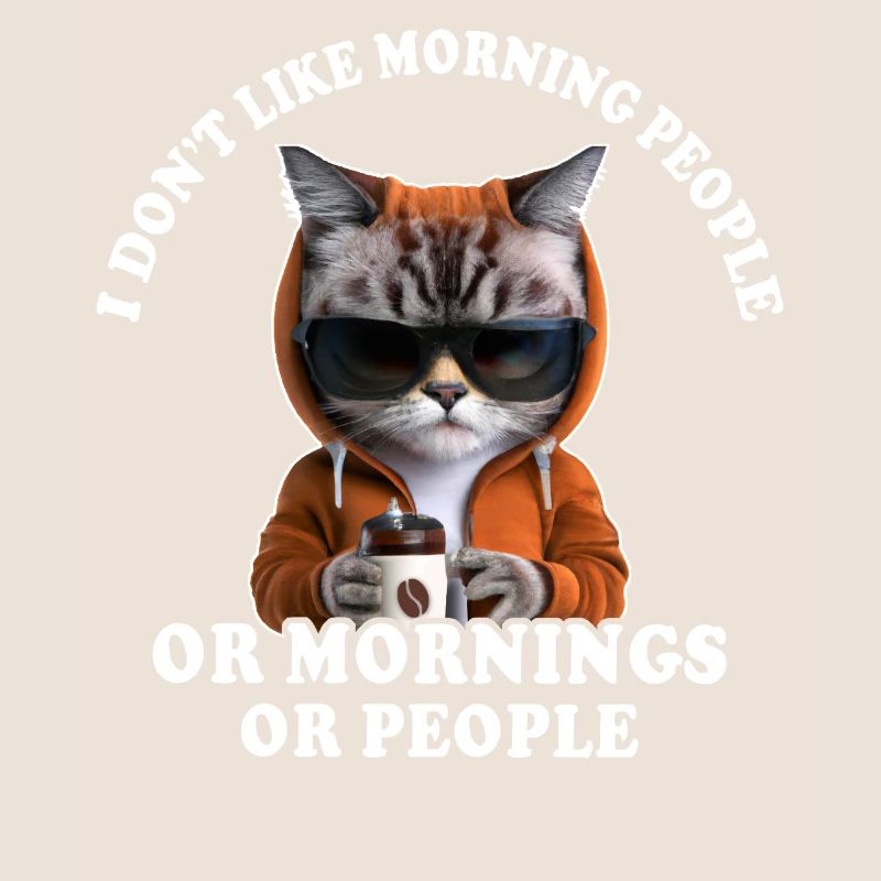Morning grouch coffee drinker cat coffee