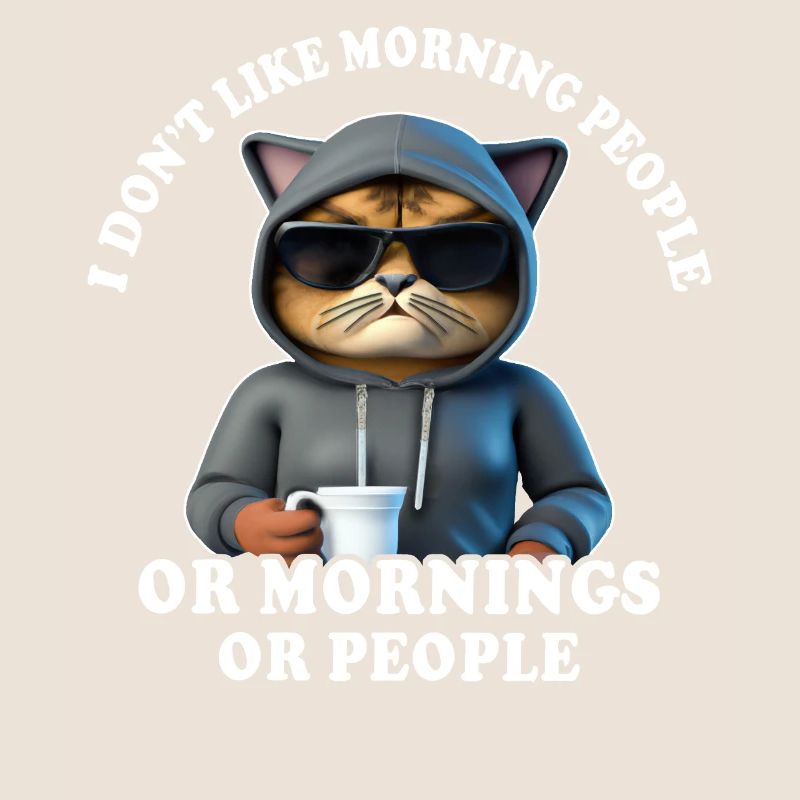Morning grouch coffee drinker cat coffee