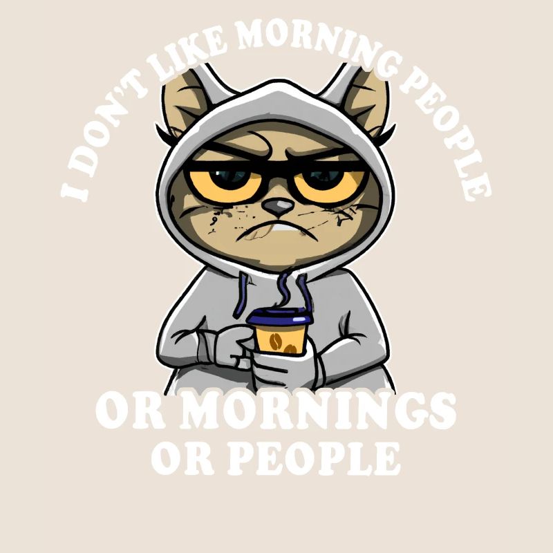 Morning grouch coffee drinker cat coffee