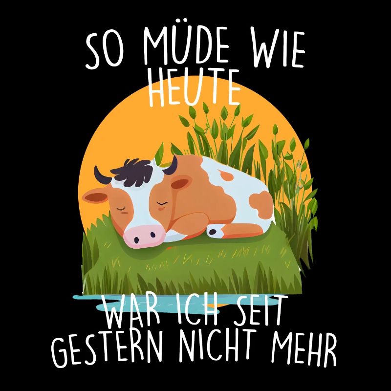 Müde Spruch Kuh Kühe Schlafanzug Morgenmuffel