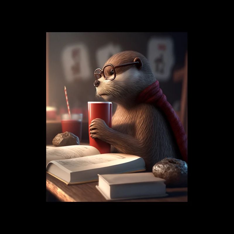 Otter Lovers Nerd Otter Drinking Coffee