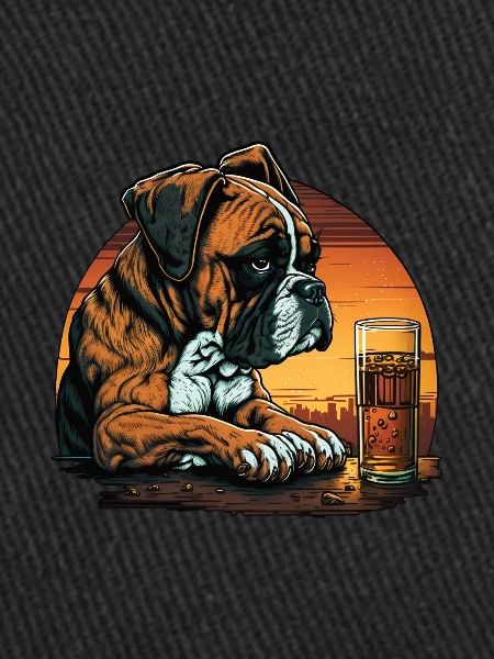 Grumpy Boxer drinks whisky