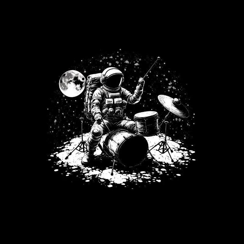 Astronaut plays his drums