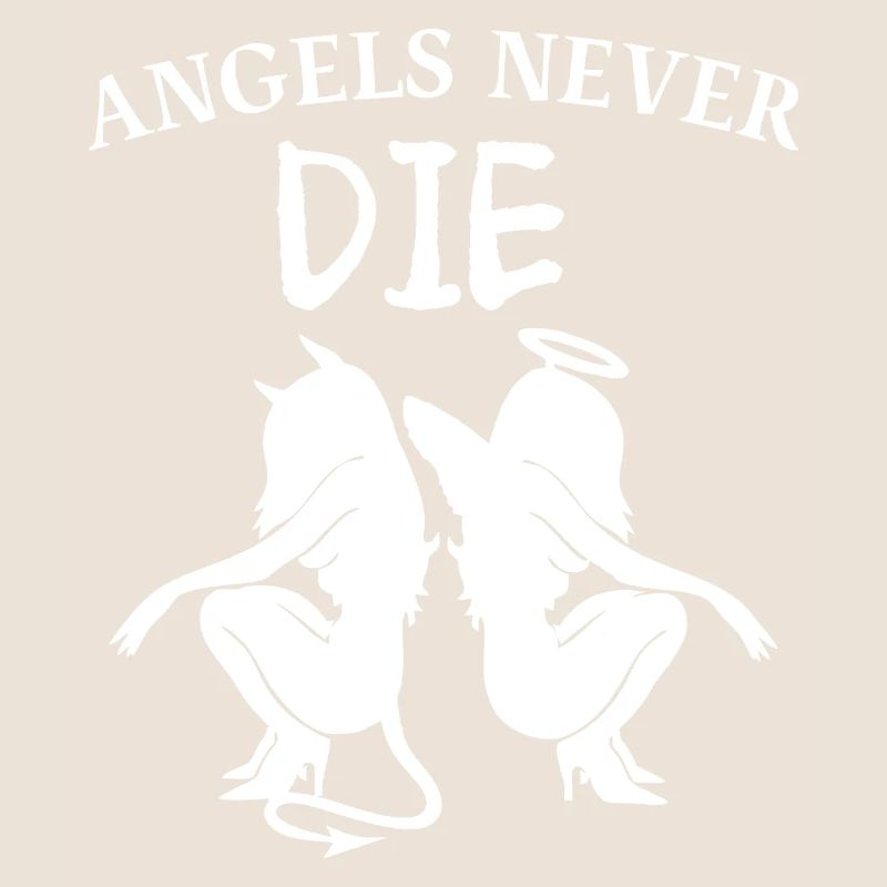 ANGELS NEVER DIE-Engel und Teufel mit Spruch