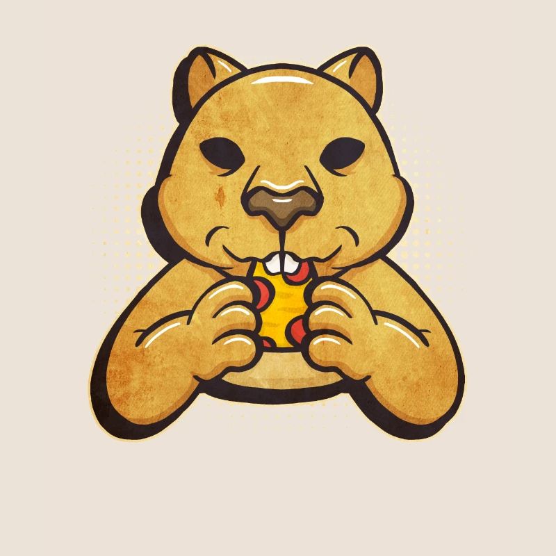 Wombat mangeant une pizza, restauration rapide,