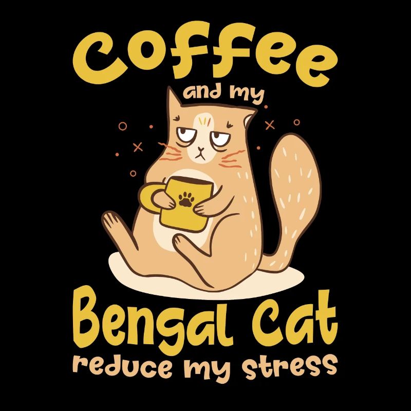 Coffee and Bengal Cat Reduce Stress Gift