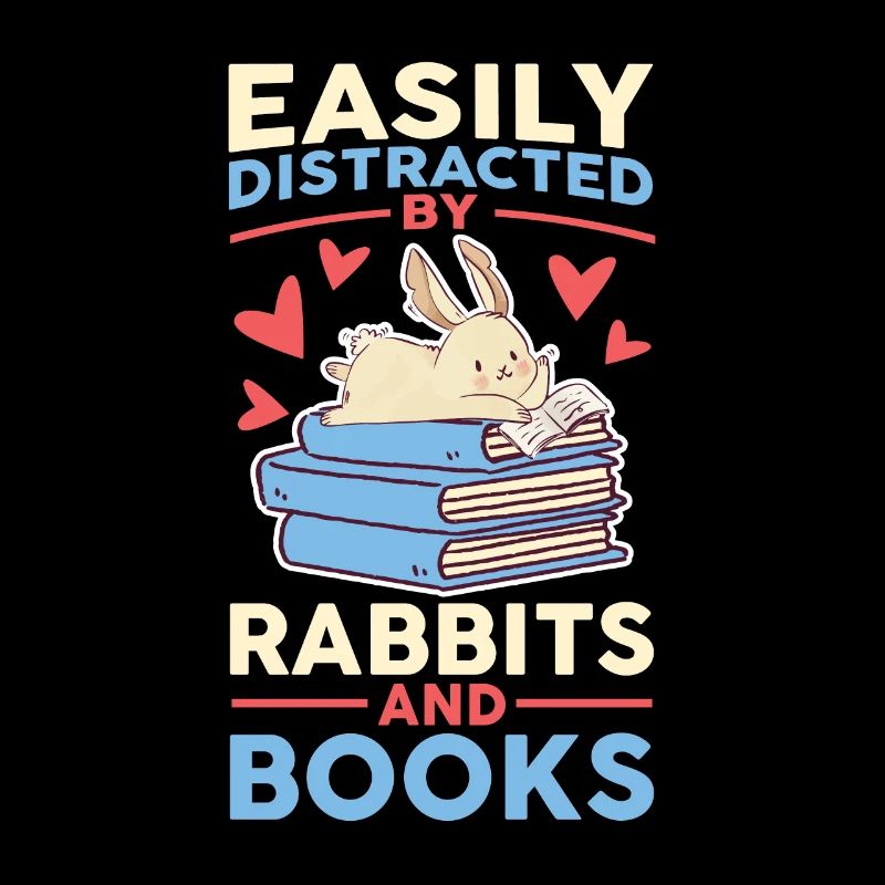 Easily distracted by Rabbits & Books Reading Hase