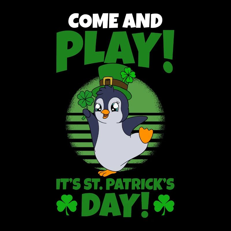 Manchot mignon Trèfle Saint-Patrick Pingouin