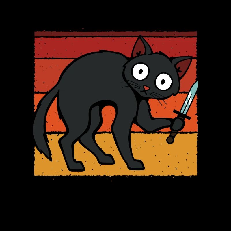 Verrückte Katze mit Messer