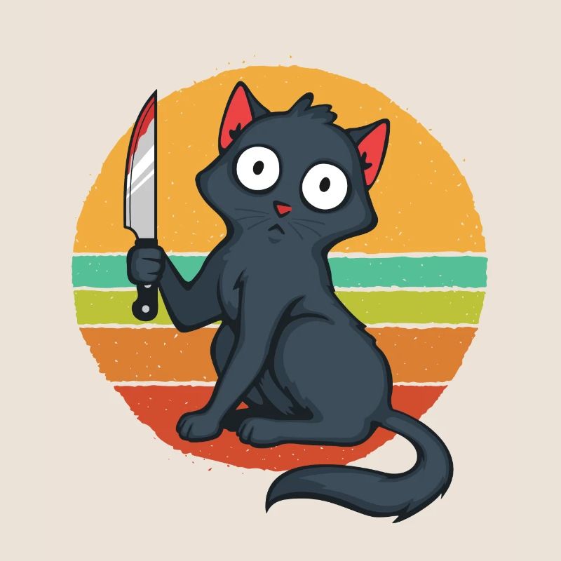 Verrückte Katze mit Messer