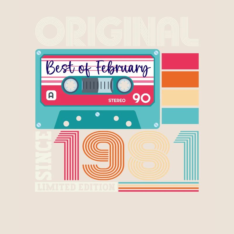 Février Né en 1981 42e anniversaire cassette