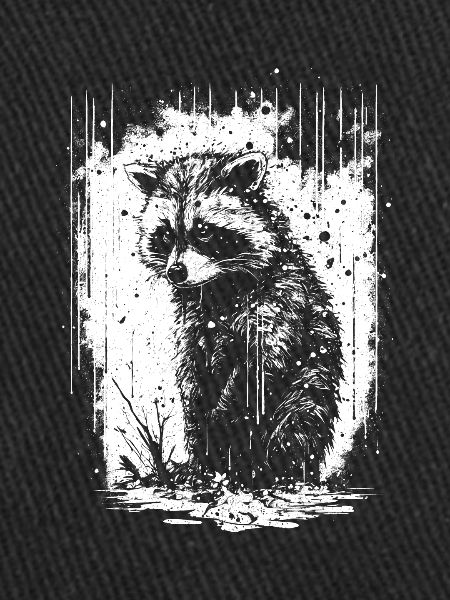 Raccoon White & Black Stencil