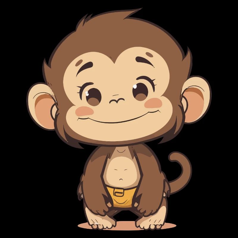 Mignon bébé singe - Conception d’animaux de dessin animé mignon