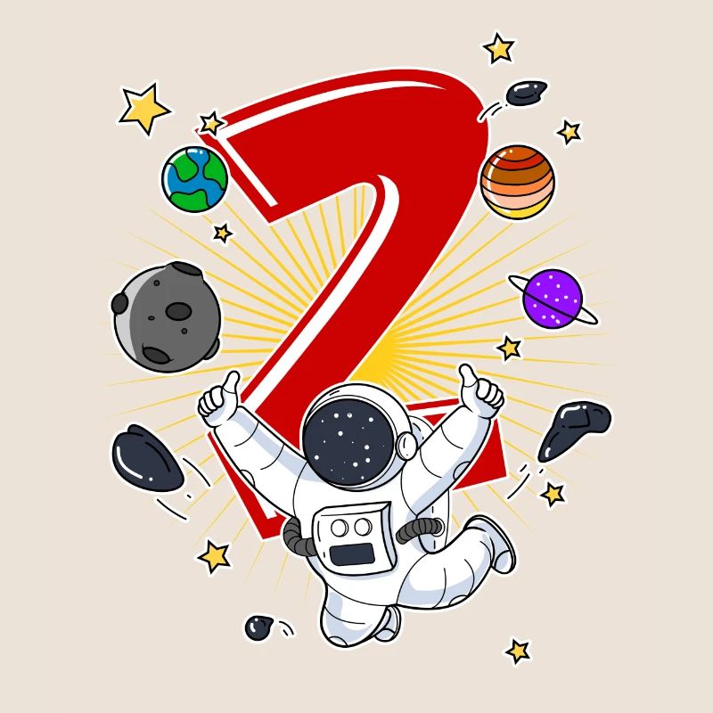 Astronaute 1 an Space Rocket 2e anniversaire