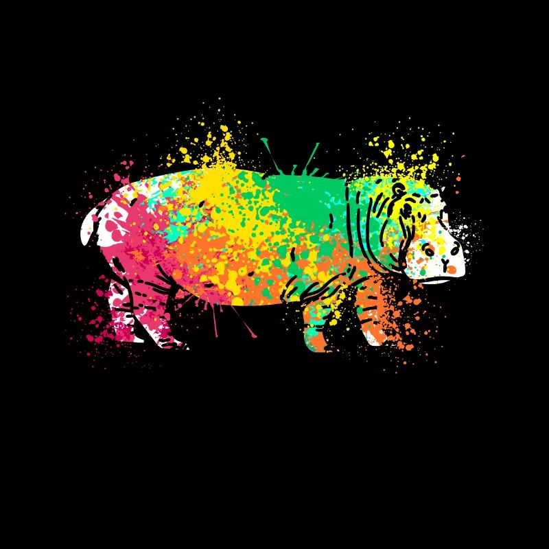 Splash Art Flusspferd Nilpferd Hippo
