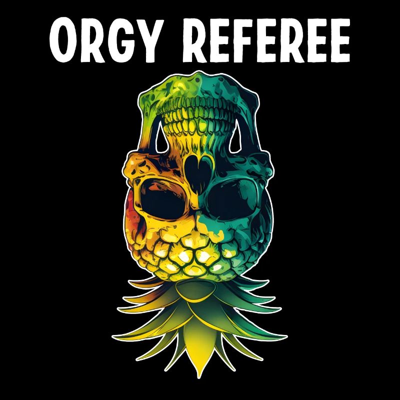 Orgy Referee Funny Upside Down Pineapple Skull