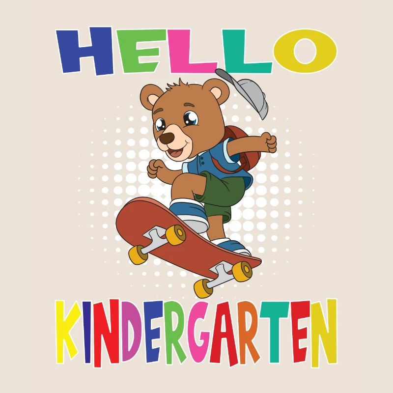 Hello Kindergarten Skateboarding Bear